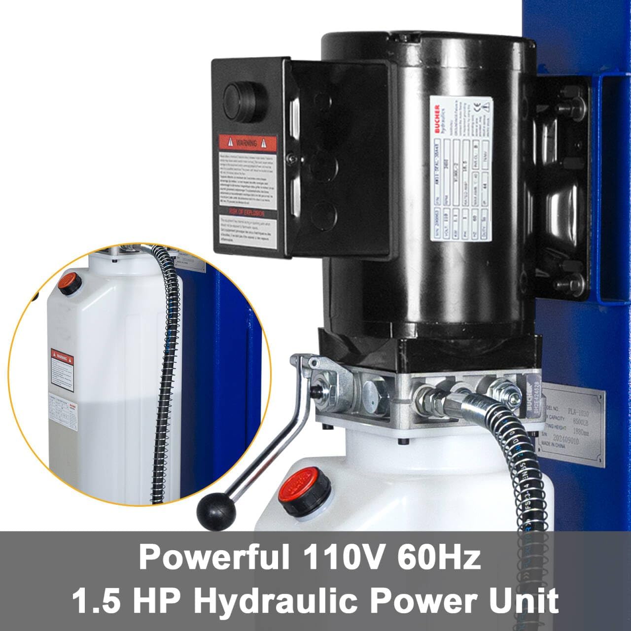 WEIZE 4-Post Car Lift – 8,500 lb Capacity, Hydraulic Parking & Service Lift with Caster Kit, Drip Trays & Jack Tray (110V)