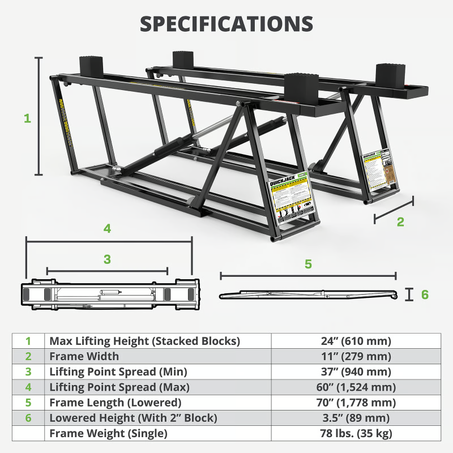 QuickJack 6000TL Portable Car Lift Bundle – 6,000 lb Capacity, 24