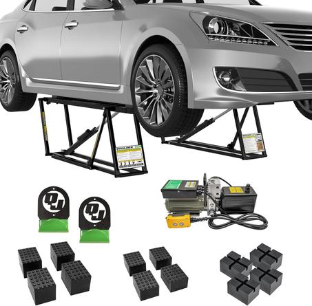 QuickJack 6000TL Portable Car Lift Bundle – 6,000 lb Capacity, Wall Hangers & Pinch-Weld Blocks, ALI Certified (110V)