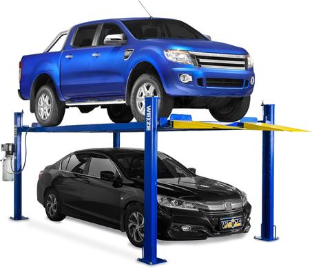 WEIZE 4-Post Car Lift – 8,500 lb Capacity, Hydraulic Parking & Service Lift with Caster Kit, Drip Trays & Jack Tray (110V)