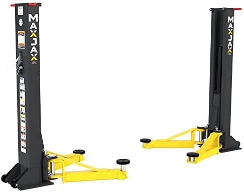 MaxJax M7K Portable 2-Post Car Lift – 7,000 lb Capacity, Quick-Disconnect Hydraulics, BendPak Certified