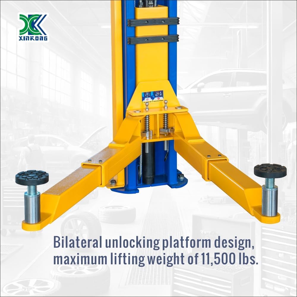 XK-1150 2-Post Car Lift – 11,500 lb Capacity, 220V 3HP Hydraulic Power, Bilateral Unlocking & Adjustable Arms (36-Month Warranty)