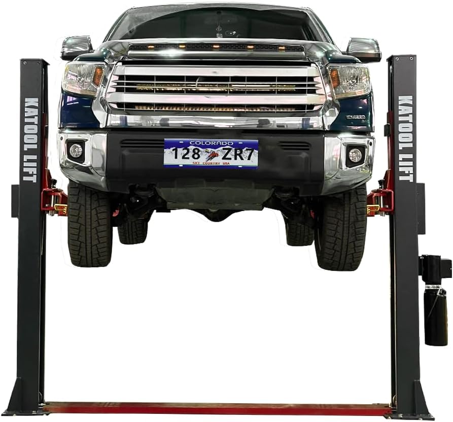 KATOOL H120D 2-Post Car Lift – 12,000 lb Capacity, 4.0HP 220V Hydraulic Power, Single-Point Lock Release, Base Plate Design