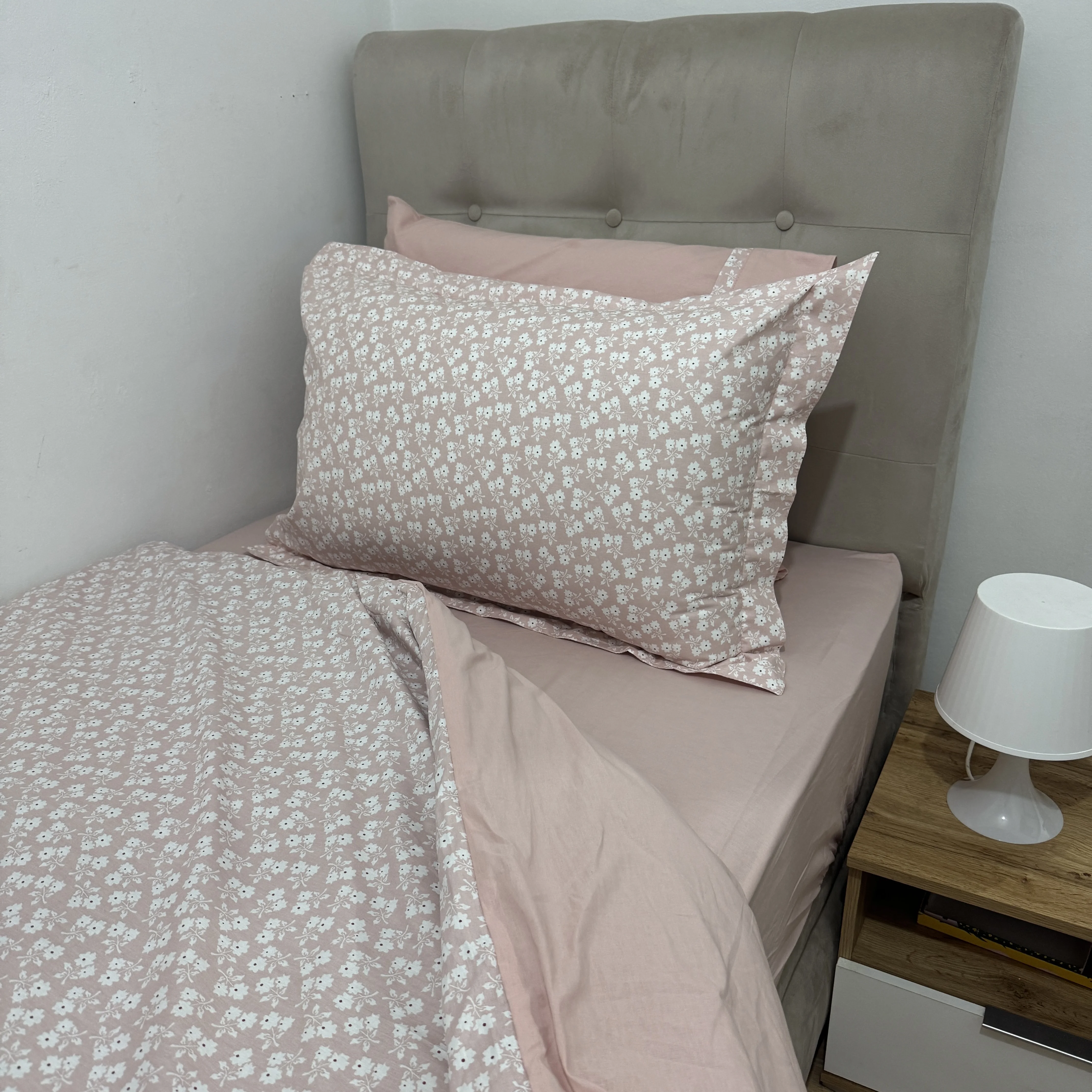 Parure housse de couette "Pink Bloom 2" 100% coton Oeko-Tex - 1 place