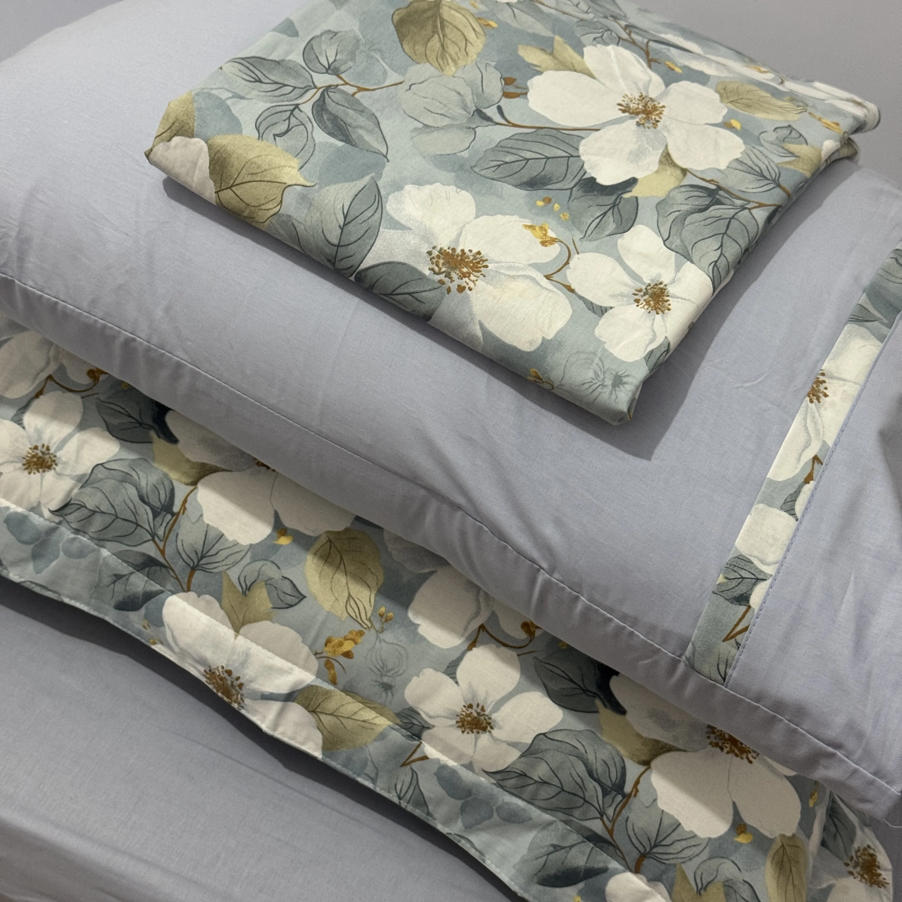 Parure de lit "Misty Bloom" 100% coton Oeko-Tex - 1 place sur-mesure