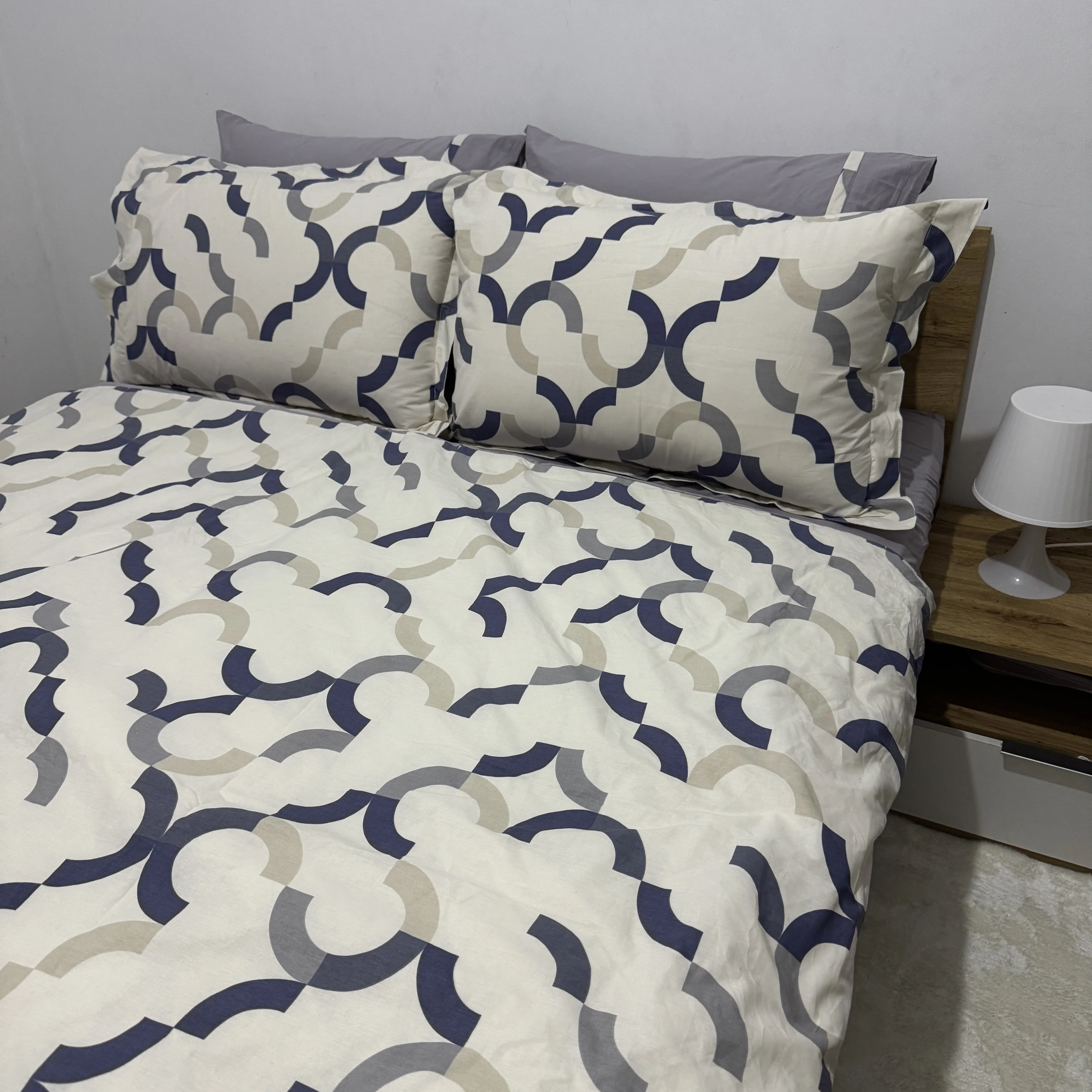 Parure housse de couette "Grey Cicrcles" 100% coton Oeko-Tex - 2 places