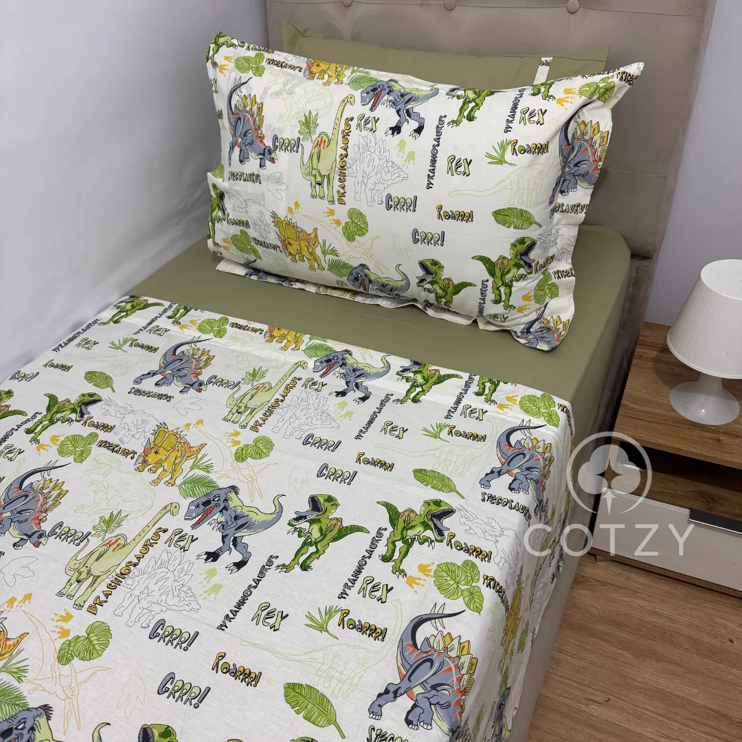 Parure de lit "Dino Quest" 100% coton Oeko-Tex - 1 place