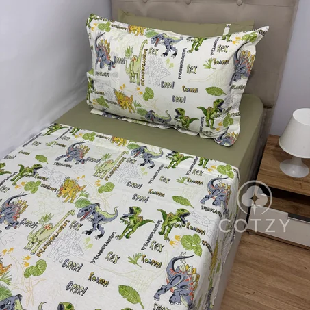 Parure de lit "Dino Quest" 100% coton Oeko-Tex - 1 place