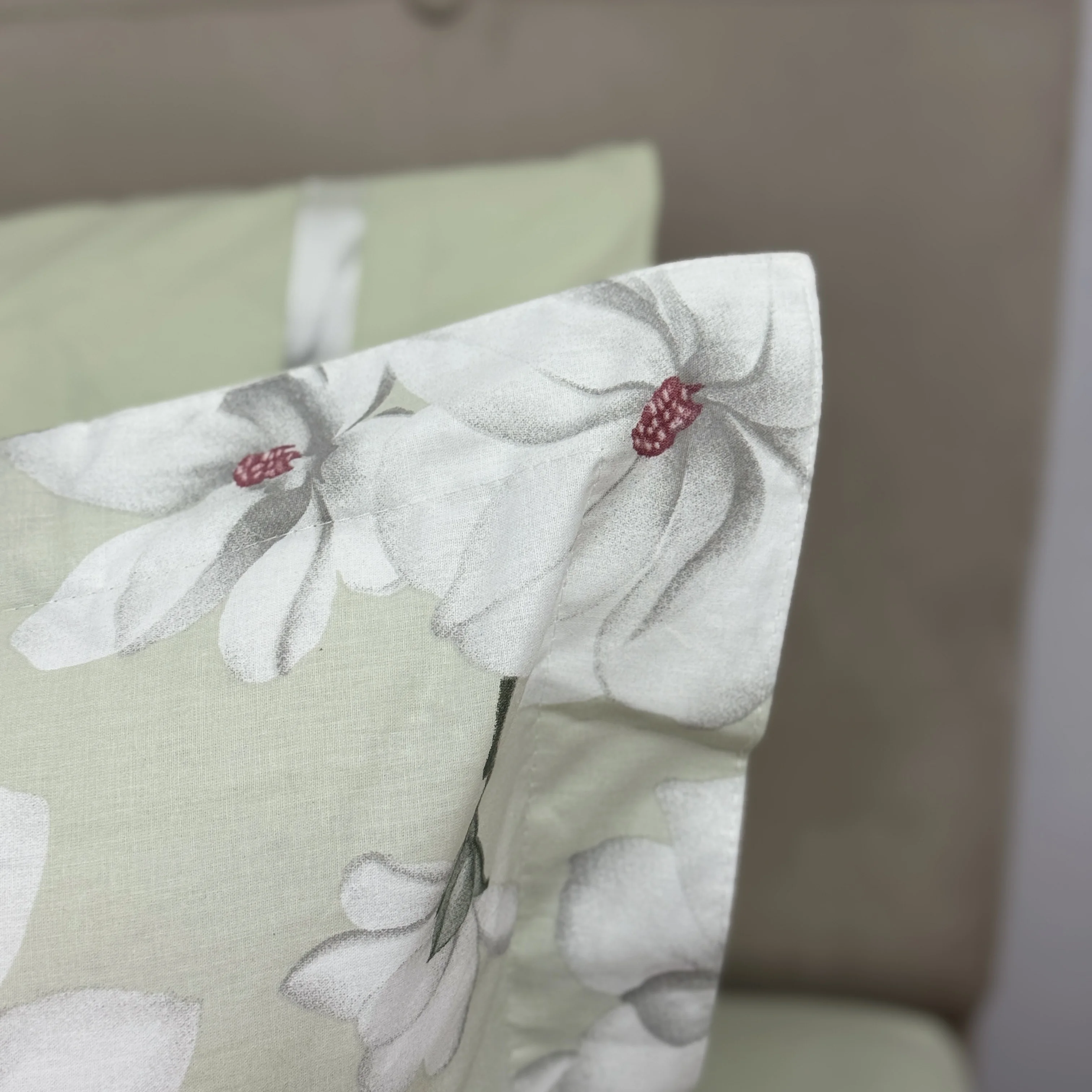 Parure de lit "Mint Blossom" 100% coton Oeko-Tex - 1 place