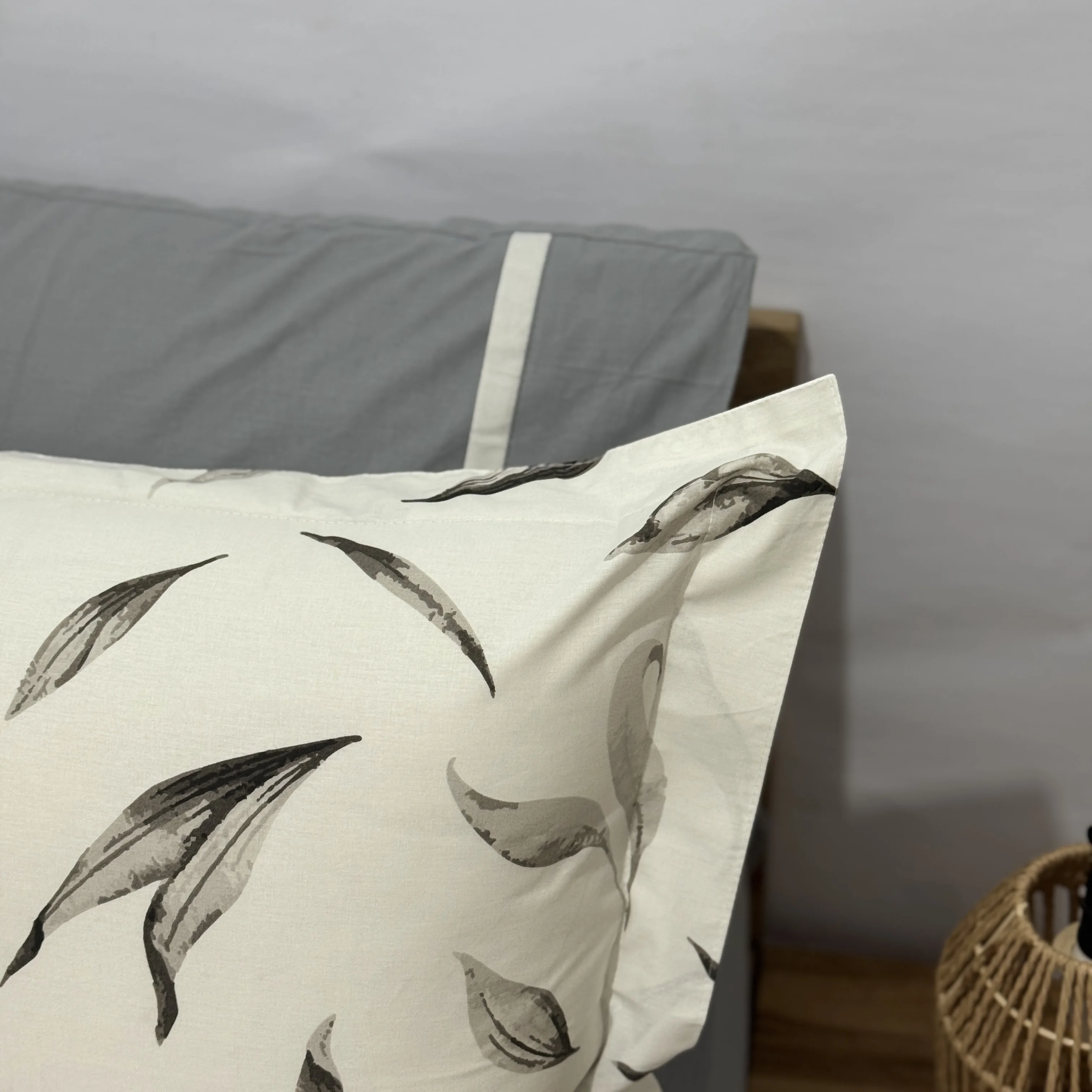 Parure drap plat "Silver Leaf" 100% coton Oeko-Tex - 2 places