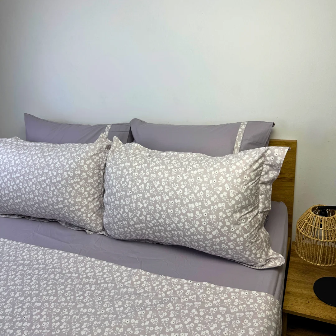 Parure de lit "Purple Glow" 100% coton Oeko-Tex - 2 places