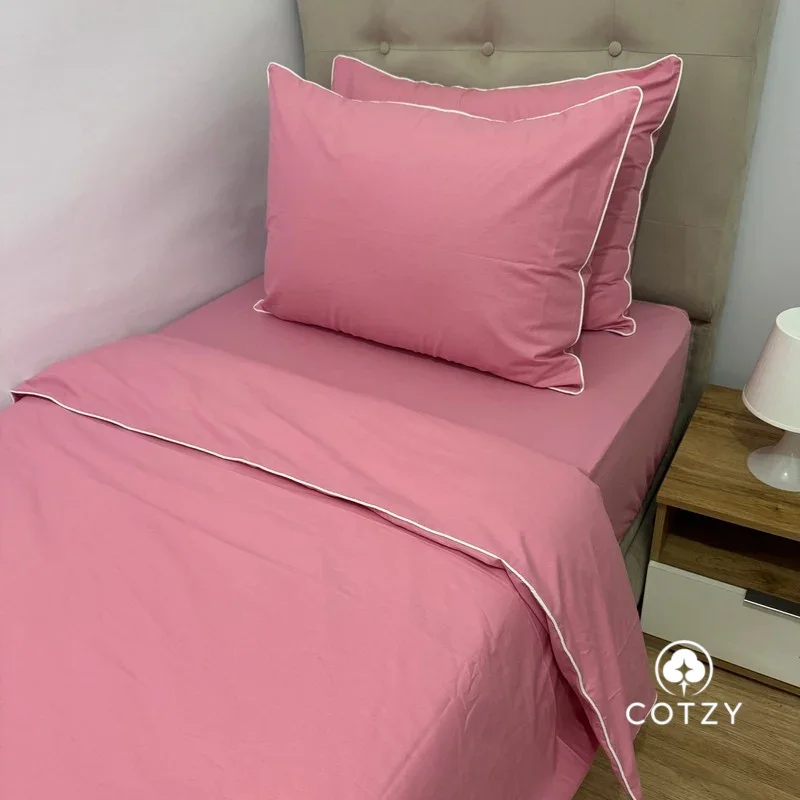 Parure housse de couette "Pink Elegance " 100% coton Oeko-Tex - 1 et 2 places
