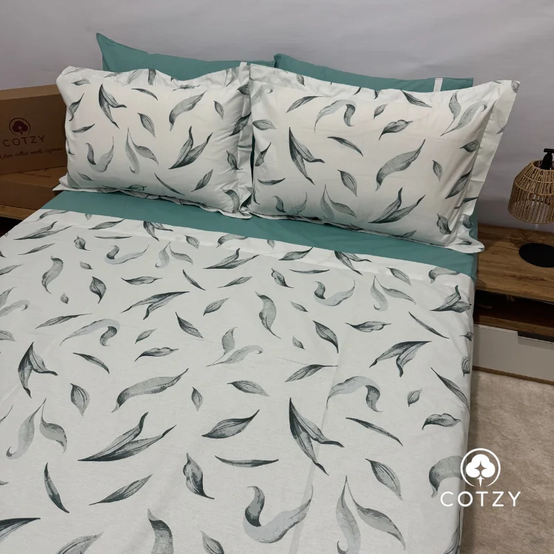 Parure drap plat "Emerald Leaves" 100% coton Oeko-Tex - 2 places (copy)