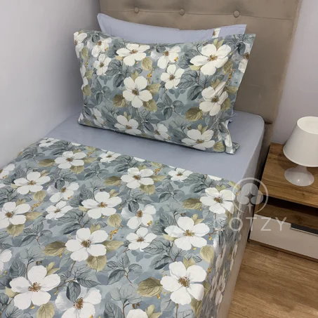 Parure de lit "Misty Bloom" 100% coton Oeko-Tex - 1 place sur-mesure