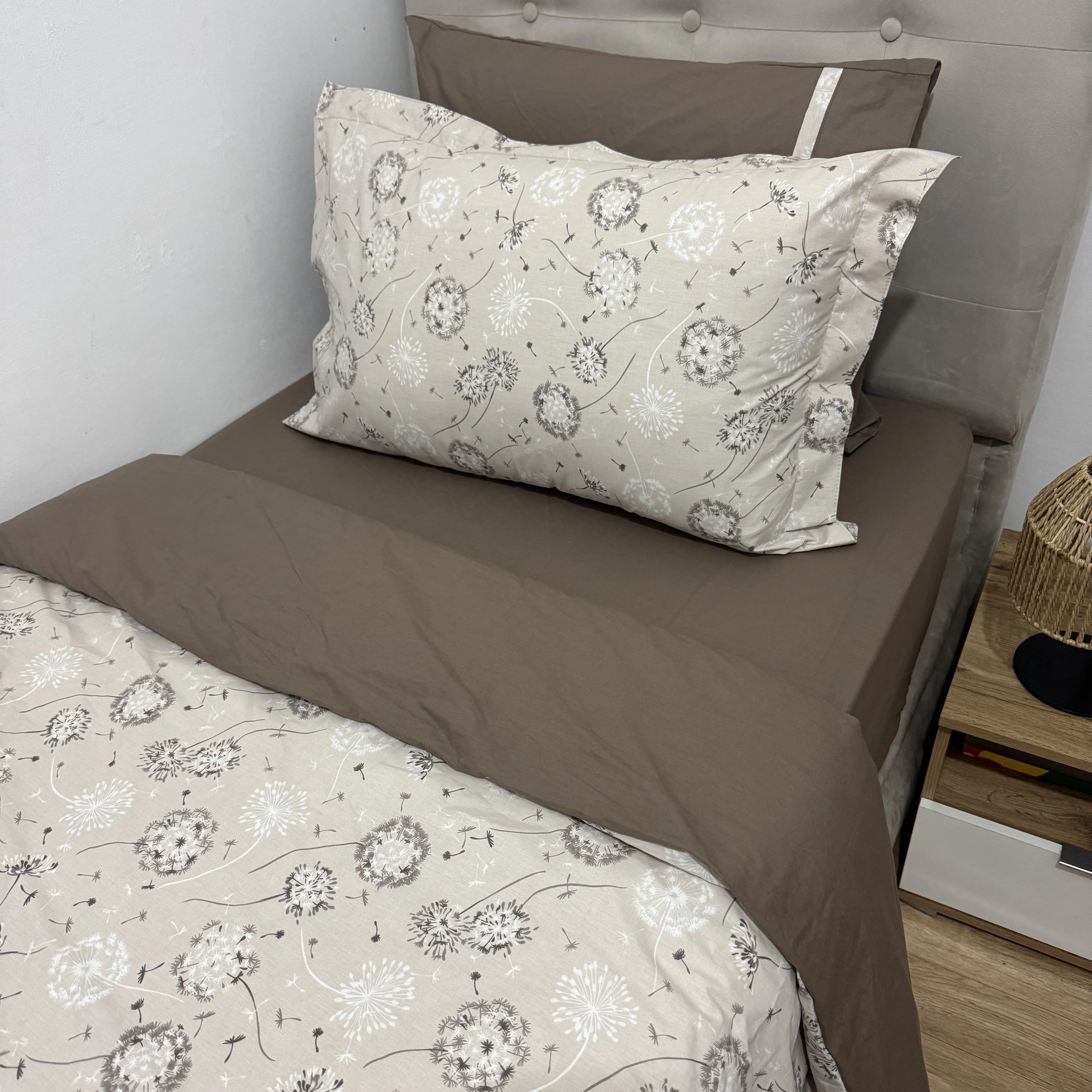 Parure housse de couette "Beige Cotton" 100% coton Oeko-Tex - 1 place