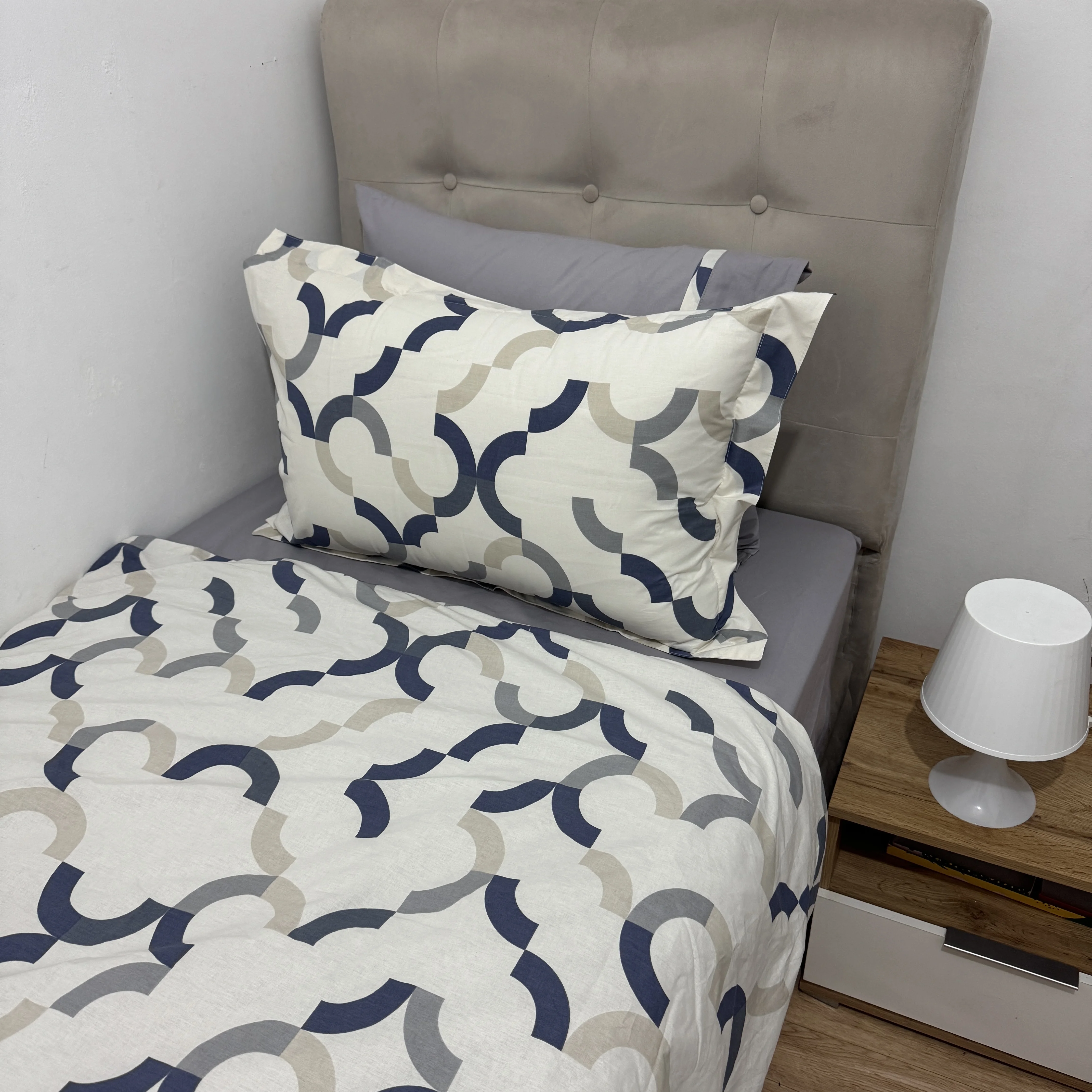 Parure housse de couette "Grey Circles" 100% coton Oeko-Tex - 1 place