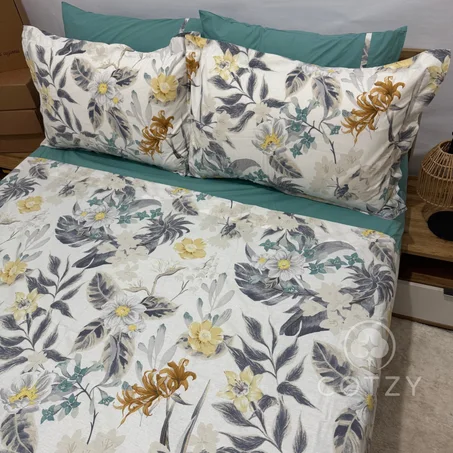 Parure drap plat "Tropical Bloom" 100% coton Oeko-Tex - 2 places
