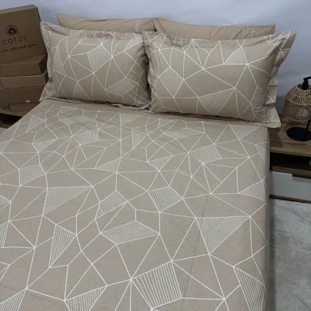 Parure de lit "Soft Sand" 100% coton Oeko-Tex - 2 places