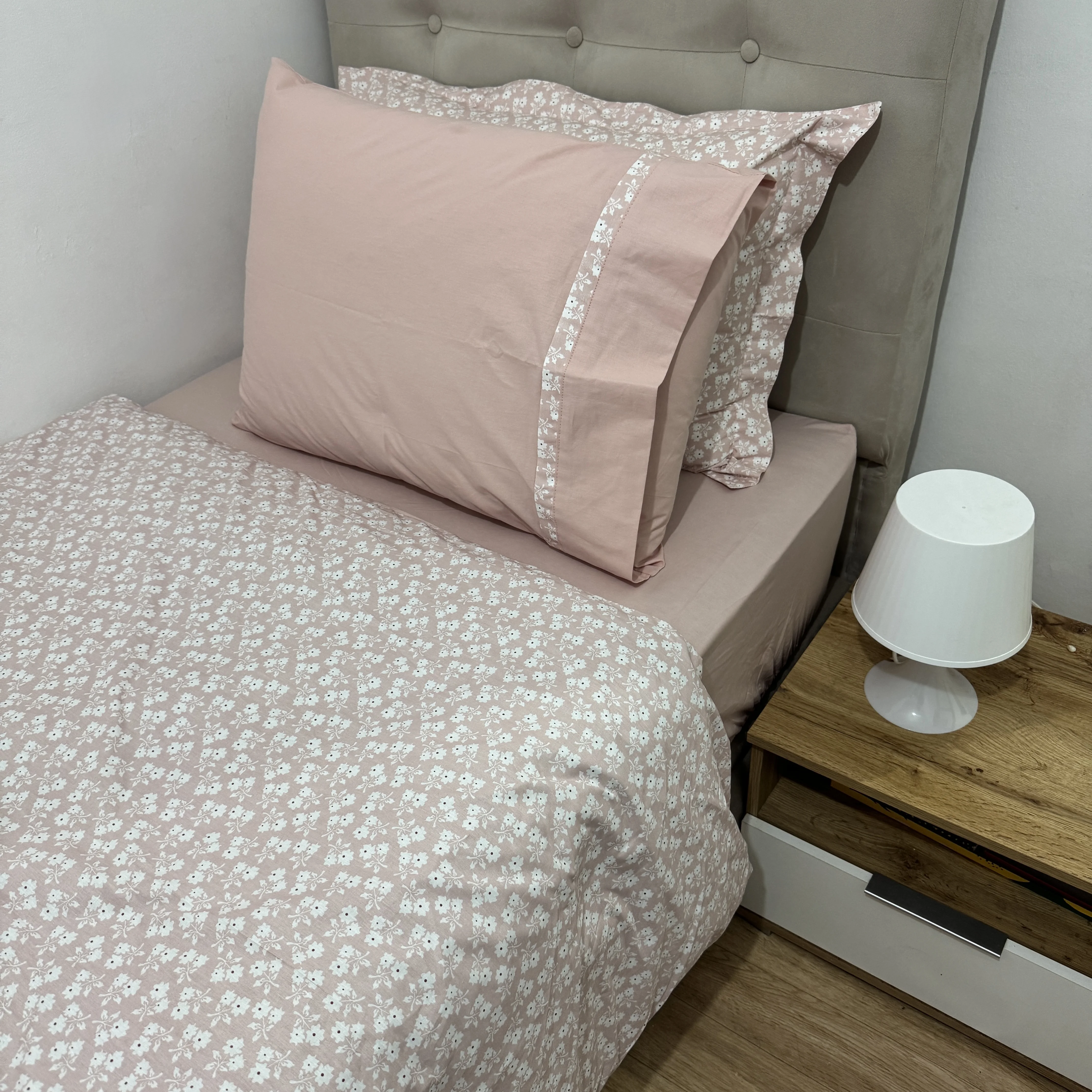 Parure housse de couette "Pink Bloom 2" 100% coton Oeko-Tex - 1 place