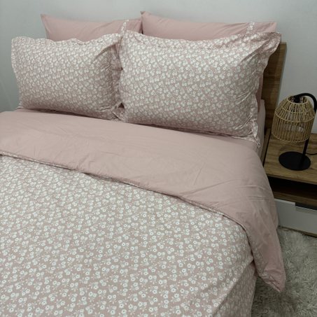 Parure housse de couette "Pink Bloom" 100% coton Oeko-Tex - 2 places