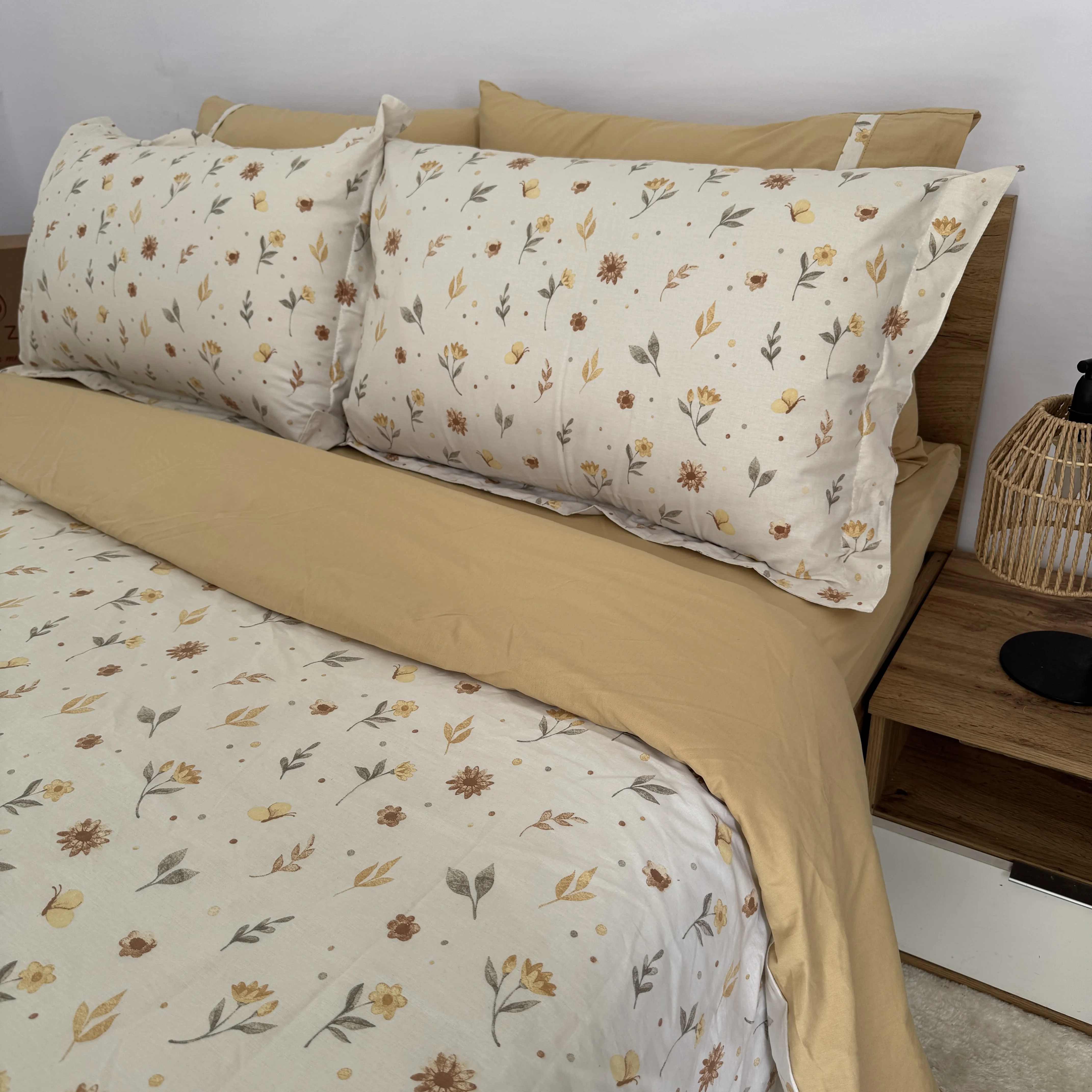 Parure housse de couette "Yellow Bloom" 100% coton Oeko-Tex - 2 places