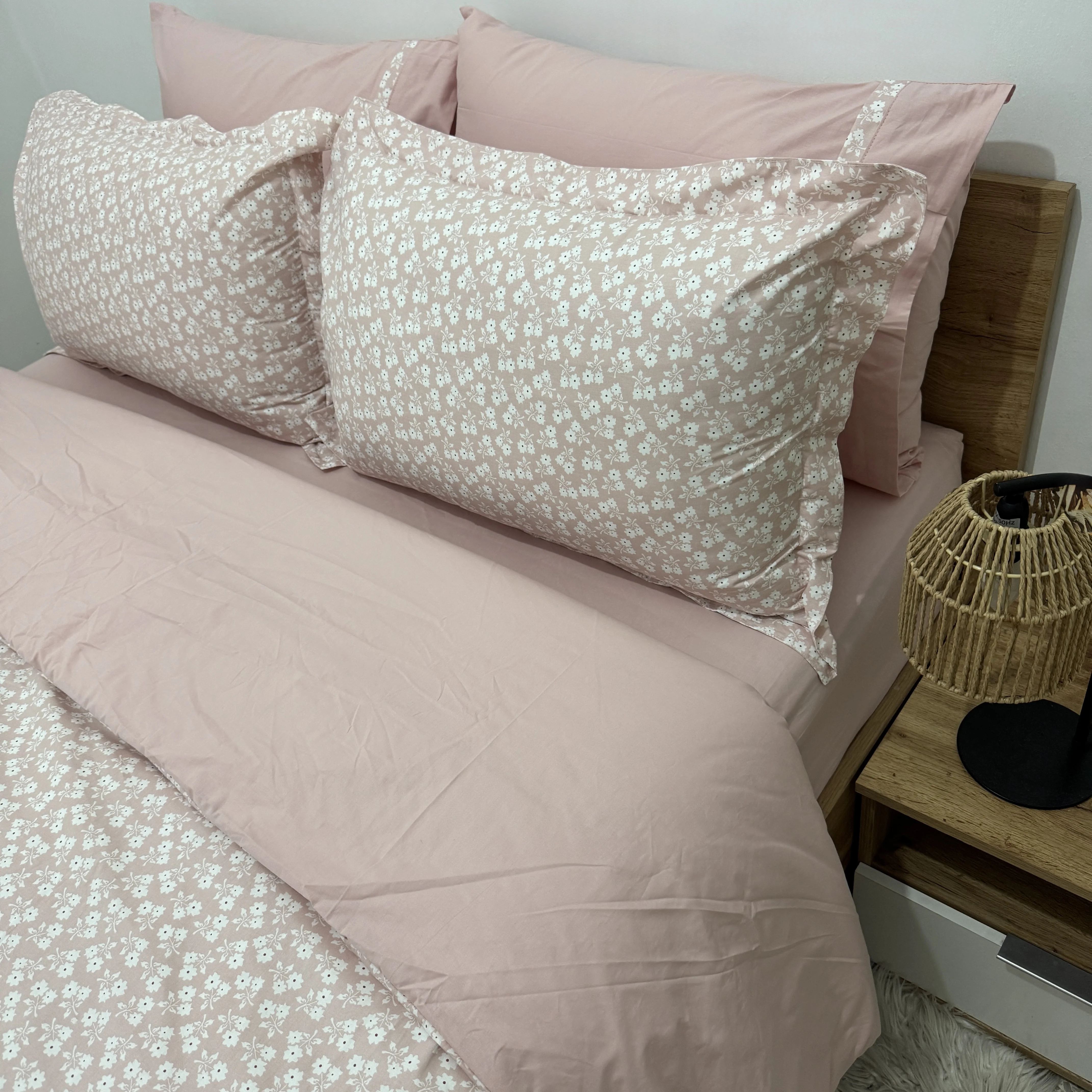 Parure housse de couette "Pink Bloom" 100% coton Oeko-Tex - 2 places