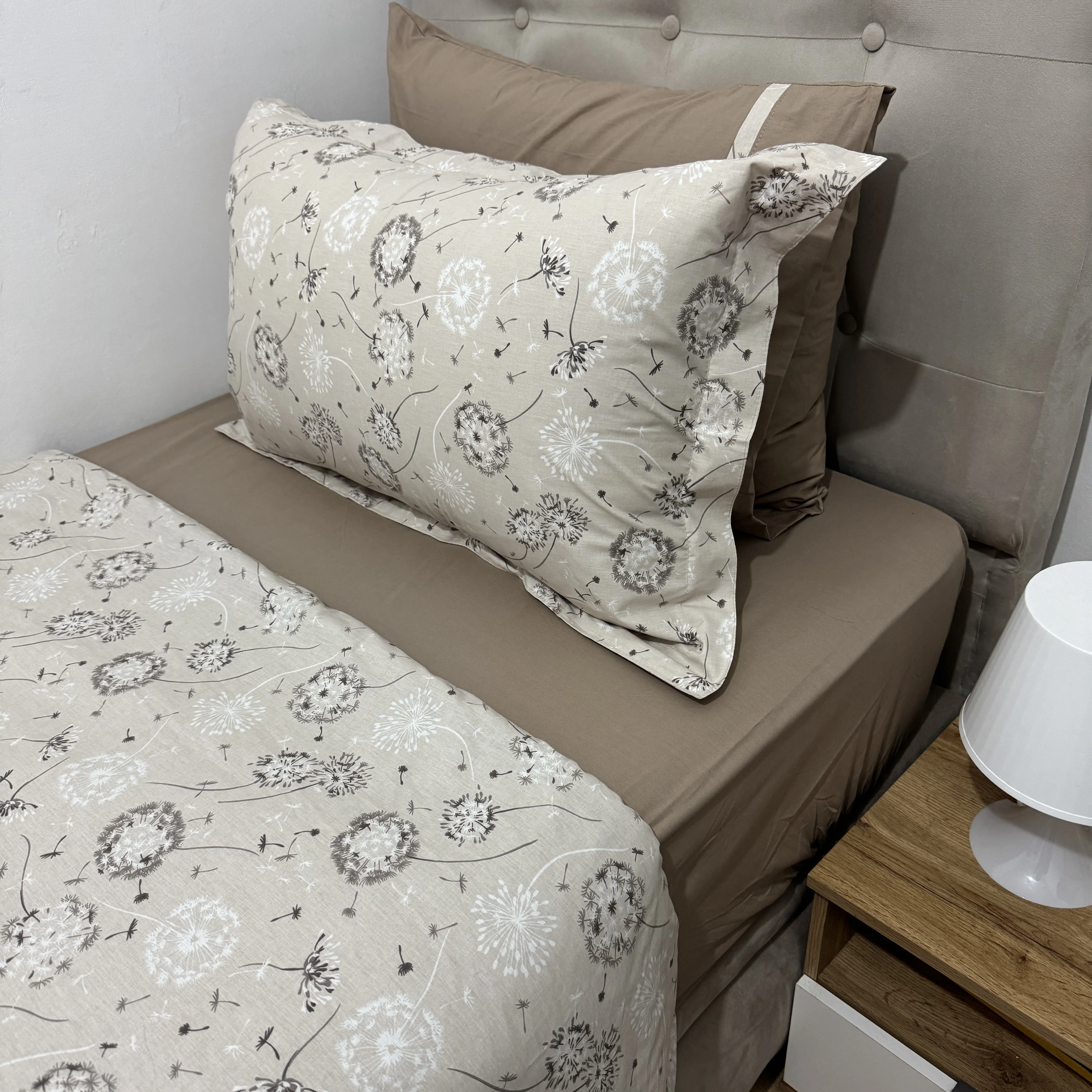 Parure housse de couette "Beige Cotton" 100% coton Oeko-Tex - 1 place