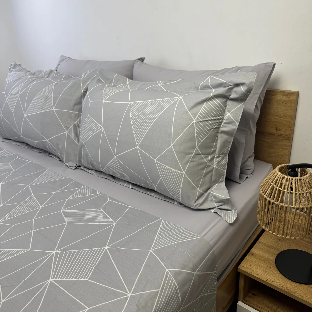 Parure de lit "Grey Line" 100% coton Oeko-Tex - 2 places