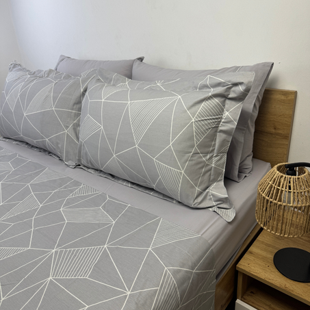 Parure de lit "Grey Line" 100% coton Oeko-Tex - 2 places