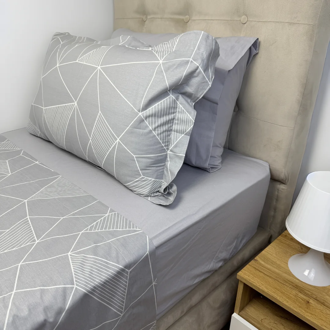 Parure de lit "Grey Line" 100% coton Oeko-Tex - 1 place