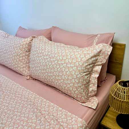 Parure de lit "Pink Bloom" 100% coton Oeko-Tex - 2 places