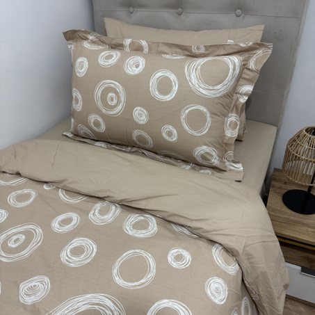 Parure housse de couette "Sandy Circles" 100% coton Oeko-Tex - 1 place