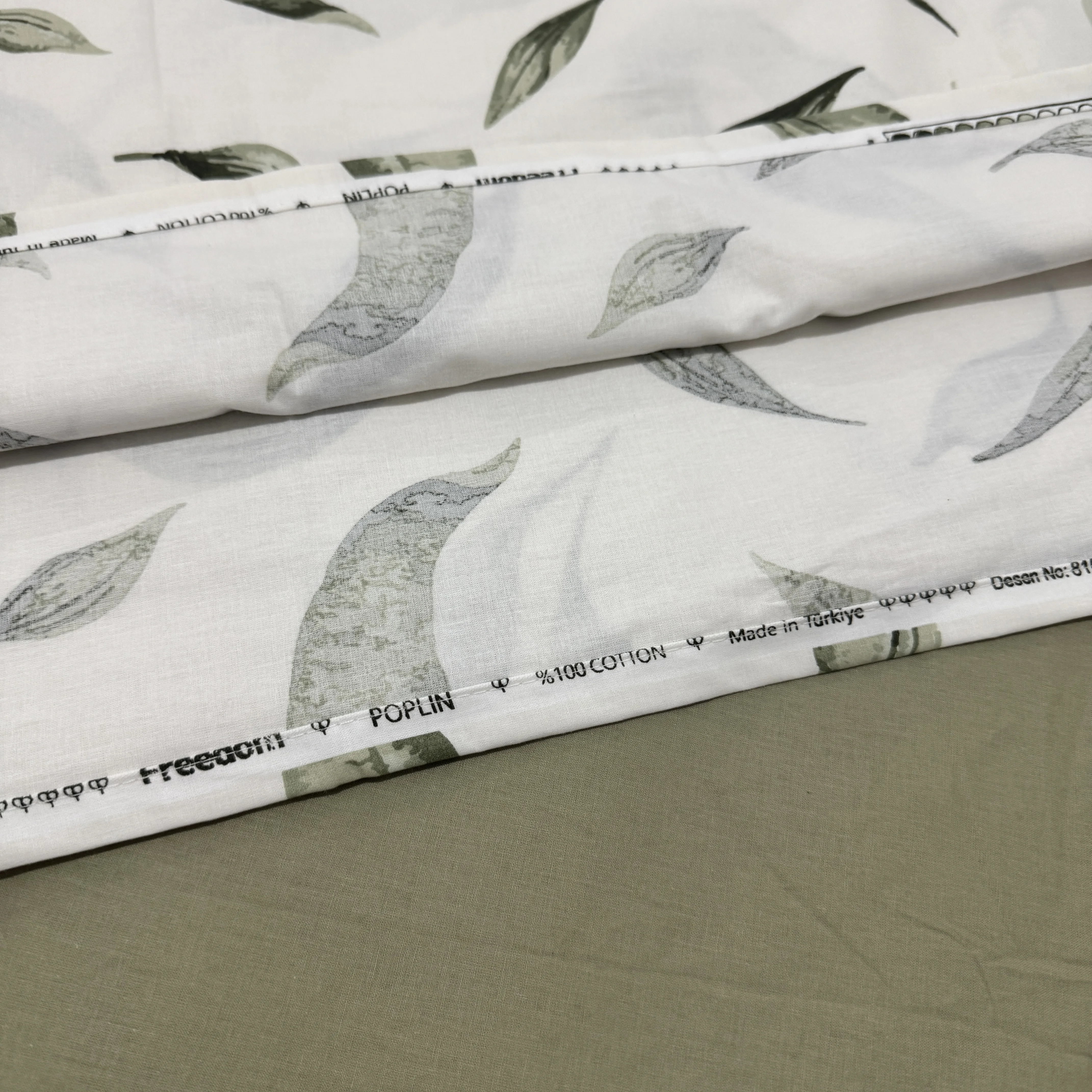 Parure de lit "Green Leaf" 100% coton Oeko-Tex - 1 place sur-mesure