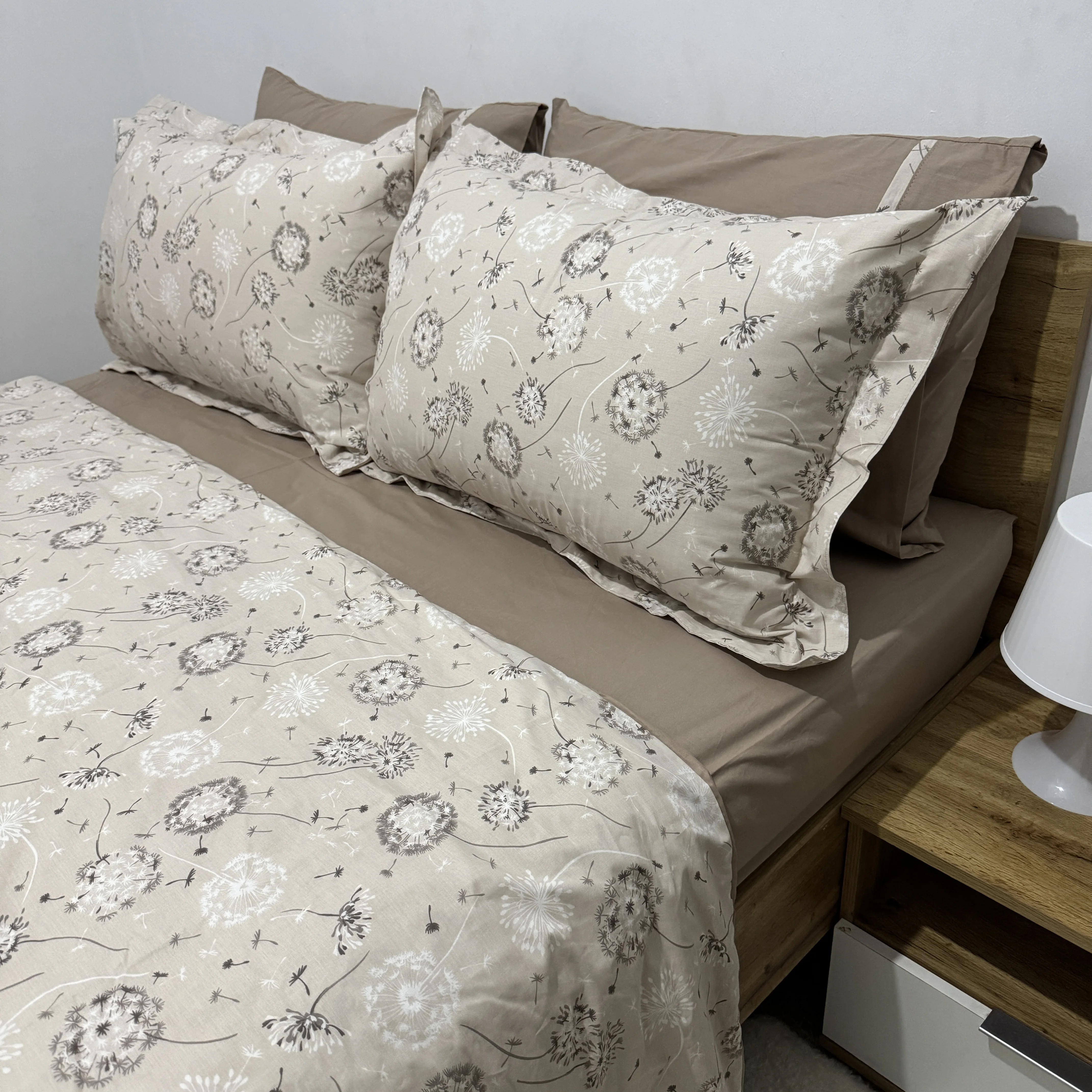 Parure housse de couette "Beige Cotton" 100% coton Oeko-Tex - 2 places