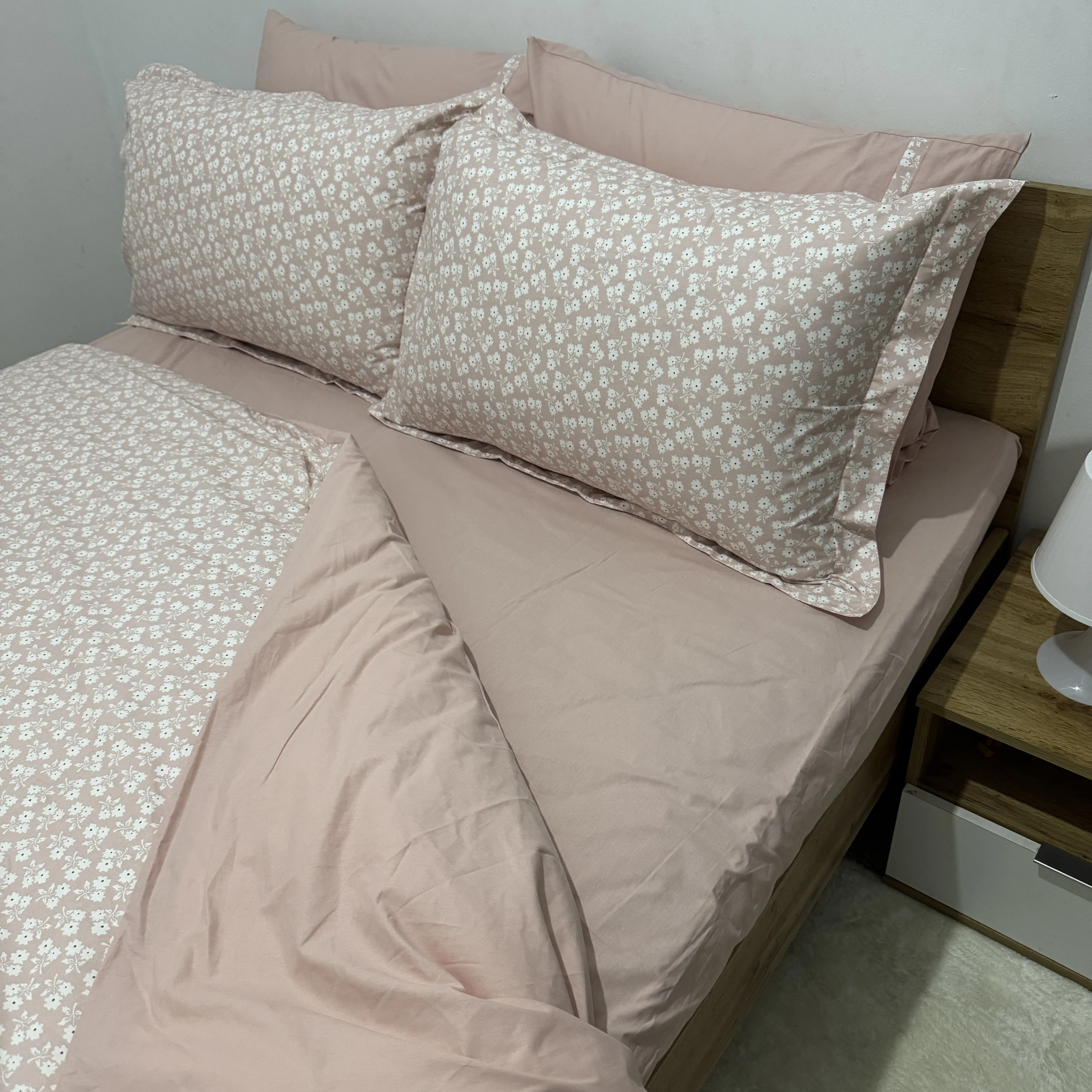 Parure housse de couette "Pink Bloom 2" 100% coton Oeko-Tex - 2 places