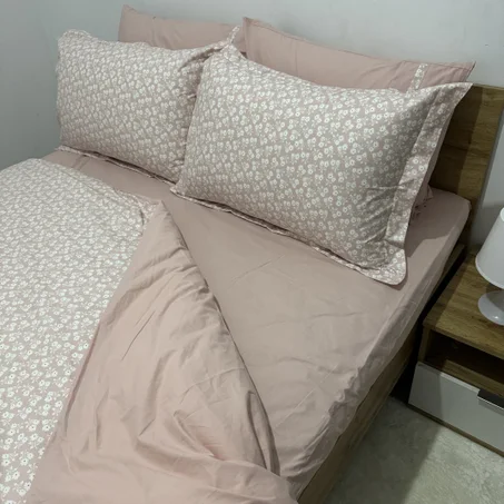 Parure housse de couette "Pink Bloom 2" 100% coton Oeko-Tex - 2 places