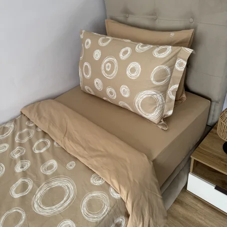 Parure housse de couette "Sandy Circles" 100% coton Oeko-Tex - 1 place