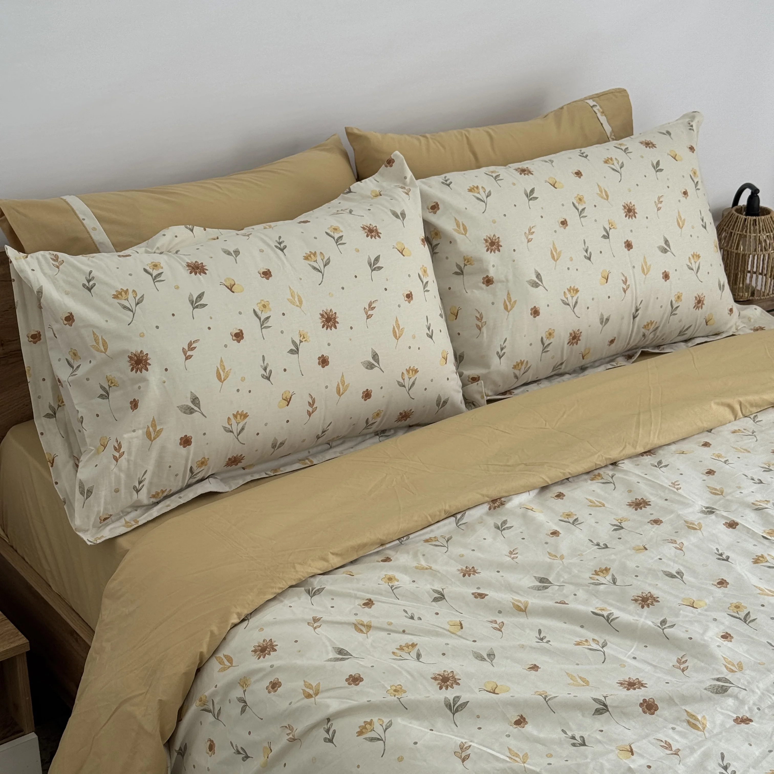 Parure housse de couette "Yellow Bloom" 100% coton Oeko-Tex - 2 places
