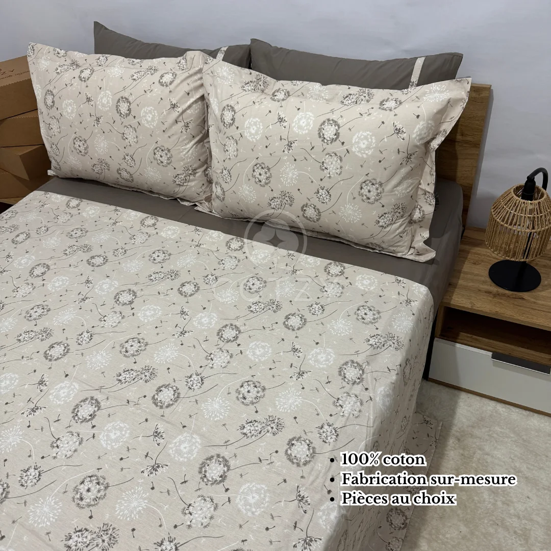 Parure drap plat "Beige Cotton" 100% coton Oeko-Tex - 2 places