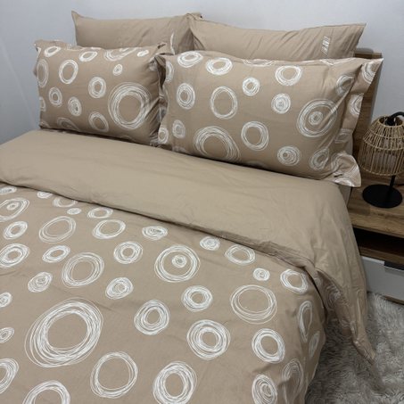 Parure housse de couette "Sandy Circles" 100% coton Oeko-Tex - 2 places