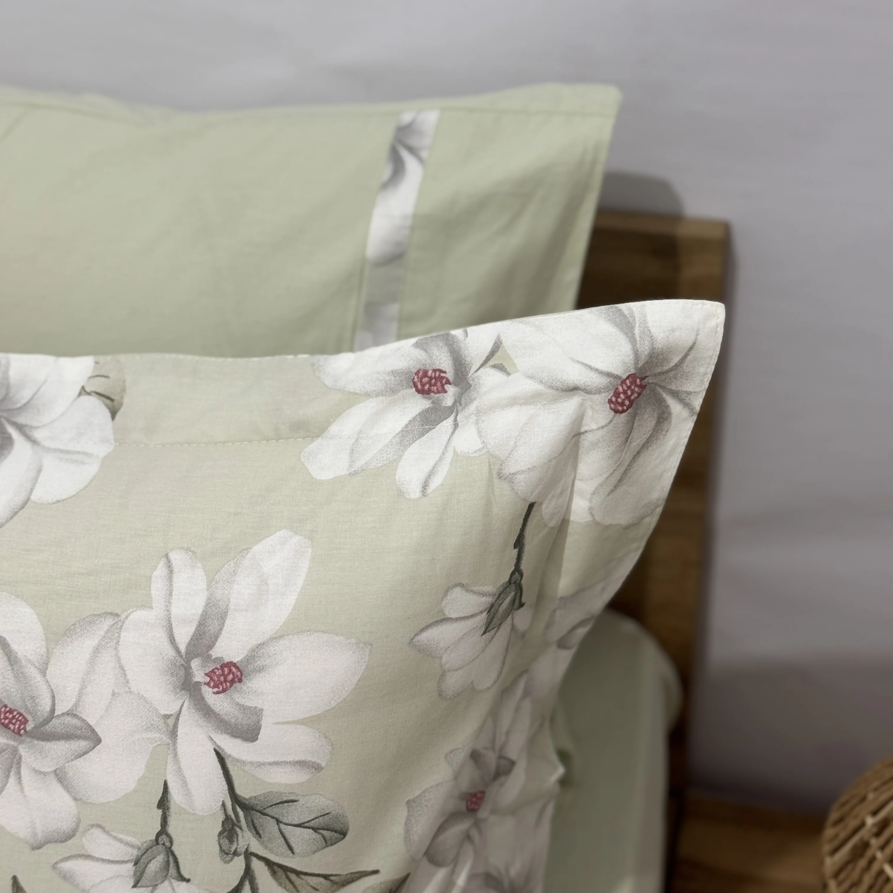 Parure de lit "Mint Blossom" 100% coton Oeko-Tex - 1 place