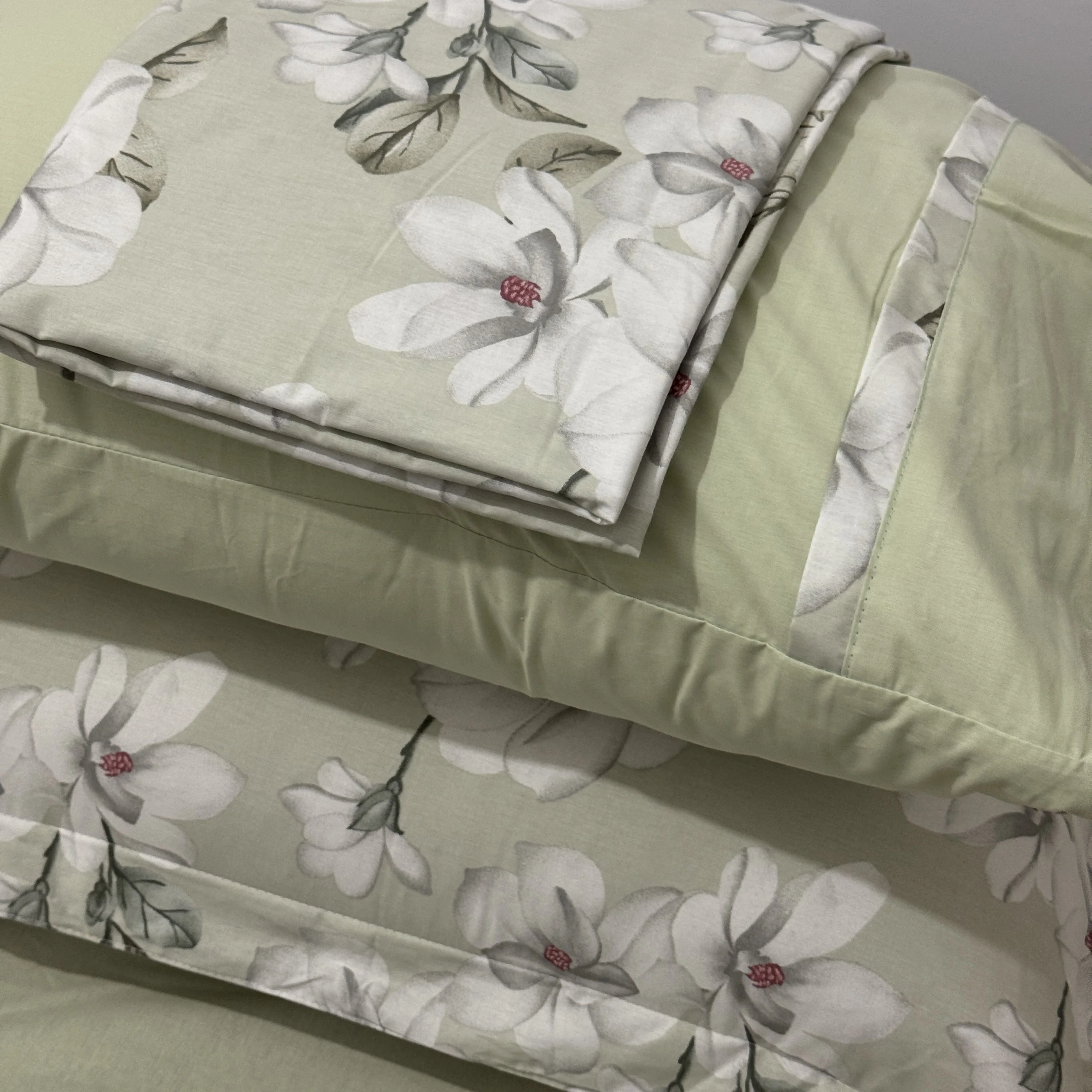 Parure de lit "Mint Blossom" 100% coton Oeko-Tex - 1 place