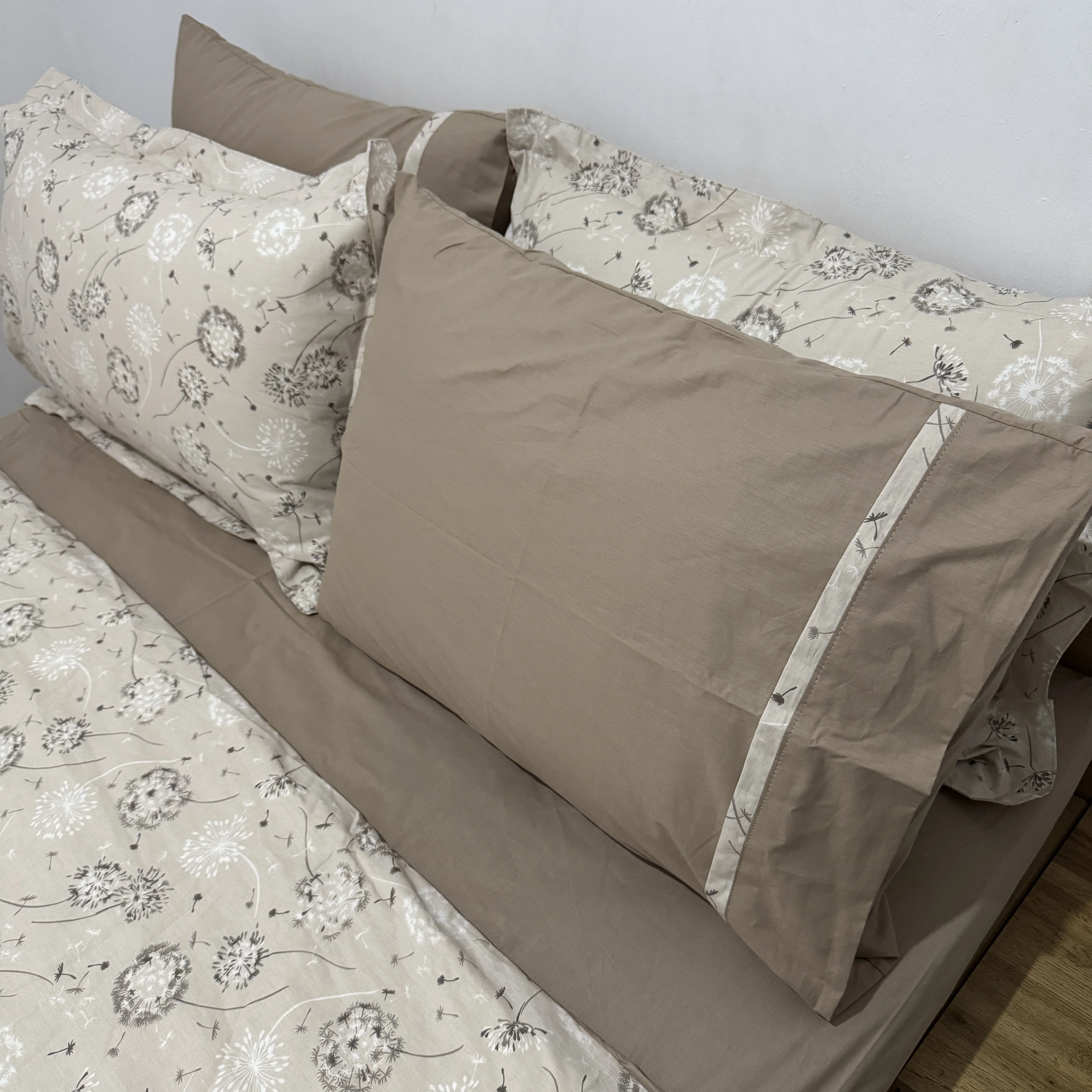 Parure housse de couette "Beige Cotton" 100% coton Oeko-Tex - 2 places