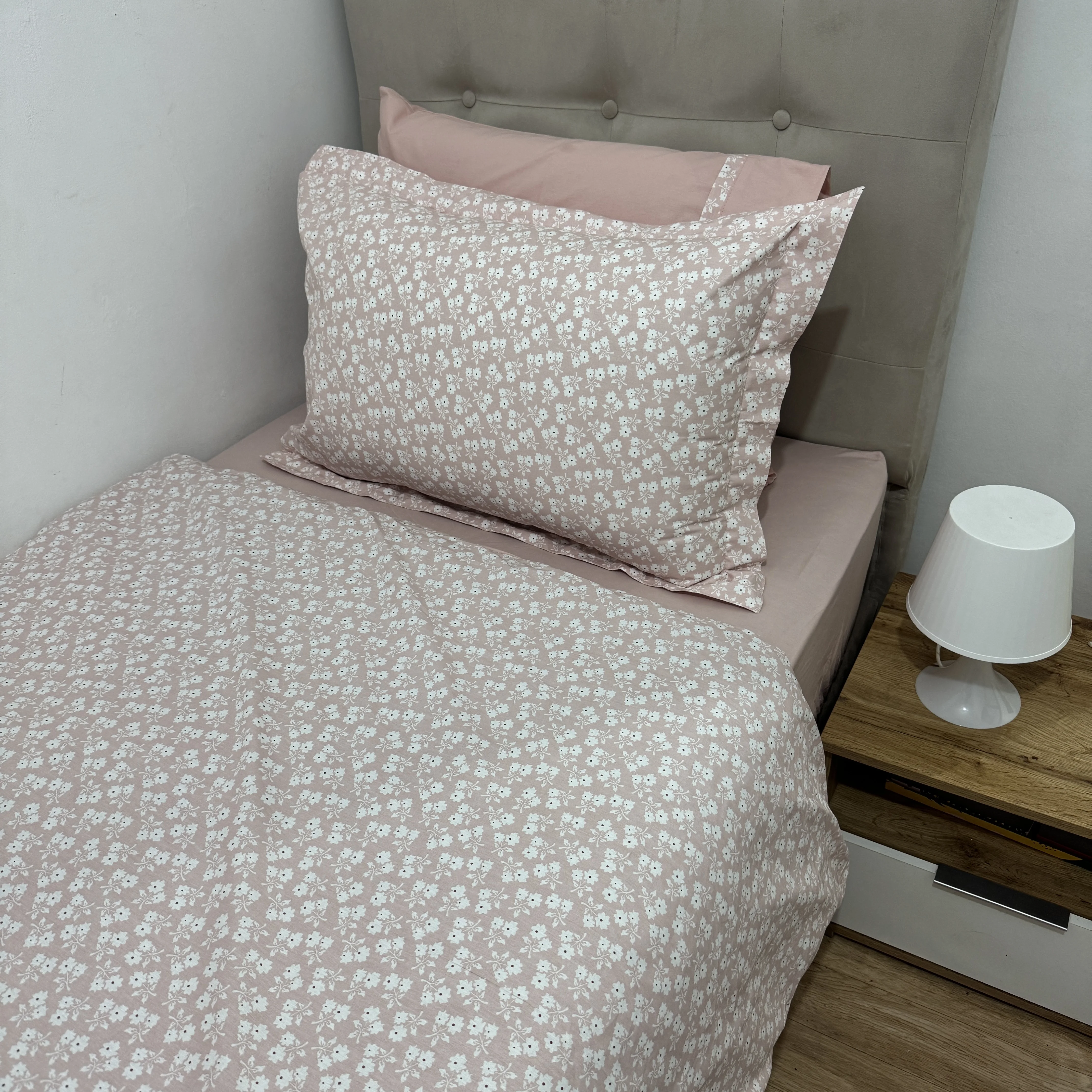 Parure housse de couette "Pink Bloom 2" 100% coton Oeko-Tex - 1 place