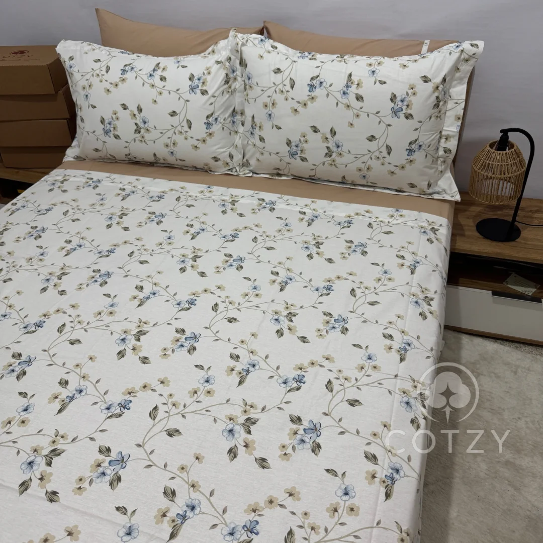 Parure drap plat "Silent Garden" 100% coton Oeko-Tex - 2 places