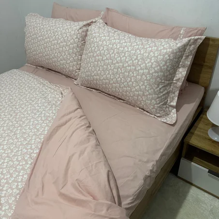 Parure housse de couette "Pink Bloom" 100% coton Oeko-Tex - 2 places