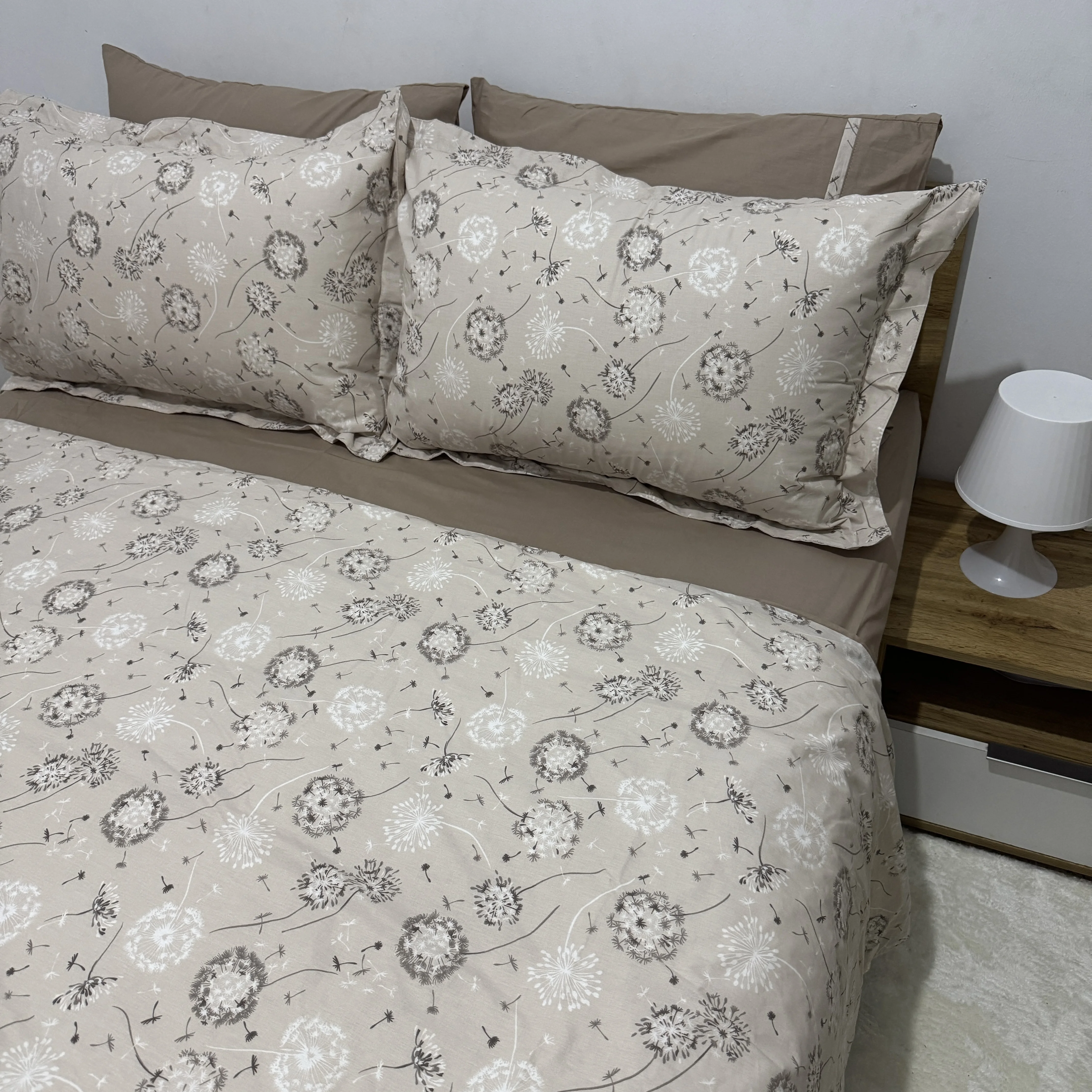 Parure housse de couette "Beige Cotton" 100% coton Oeko-Tex - 2 places