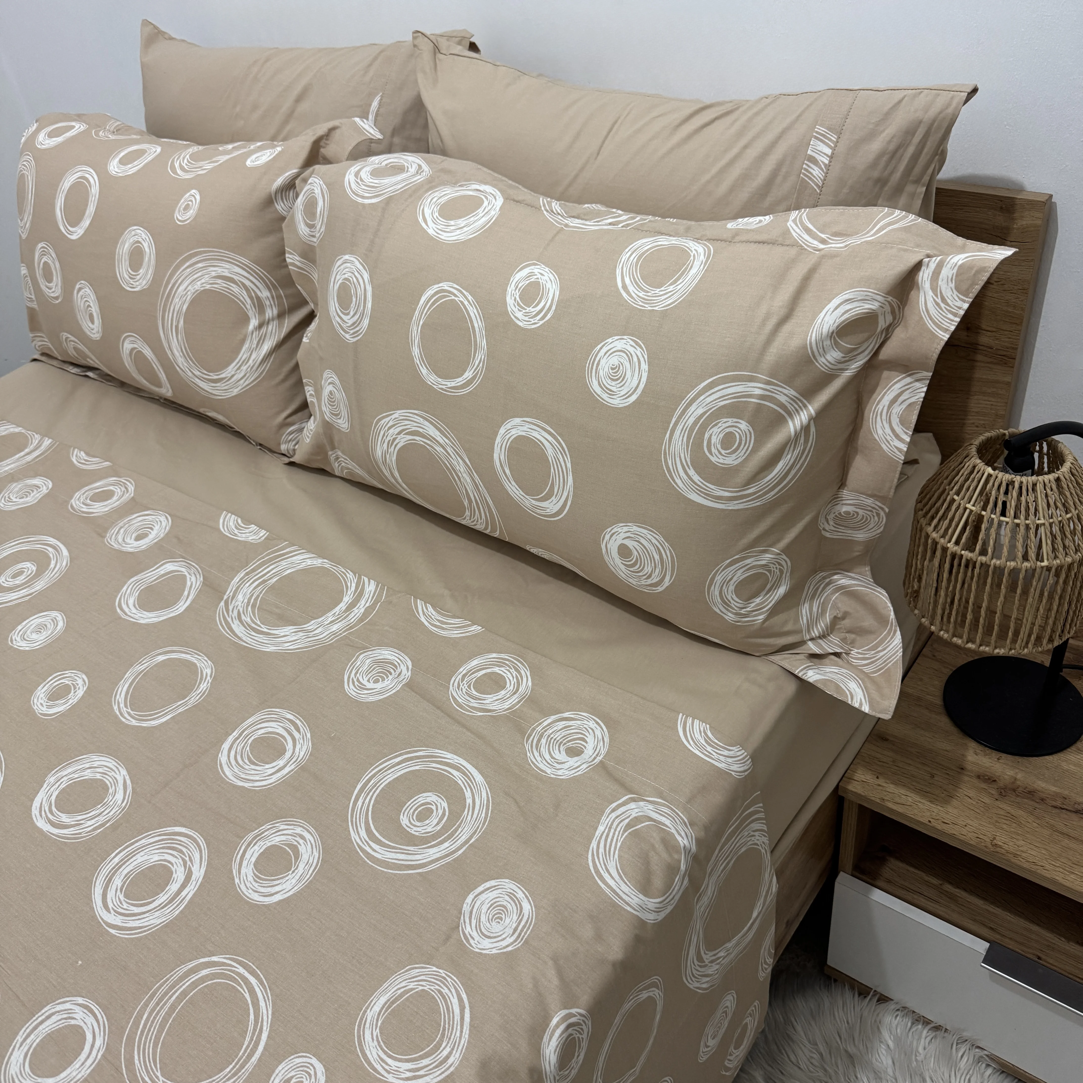 Parure de lit "Sandy Circles" 100% coton Oeko-Tex - 2 places