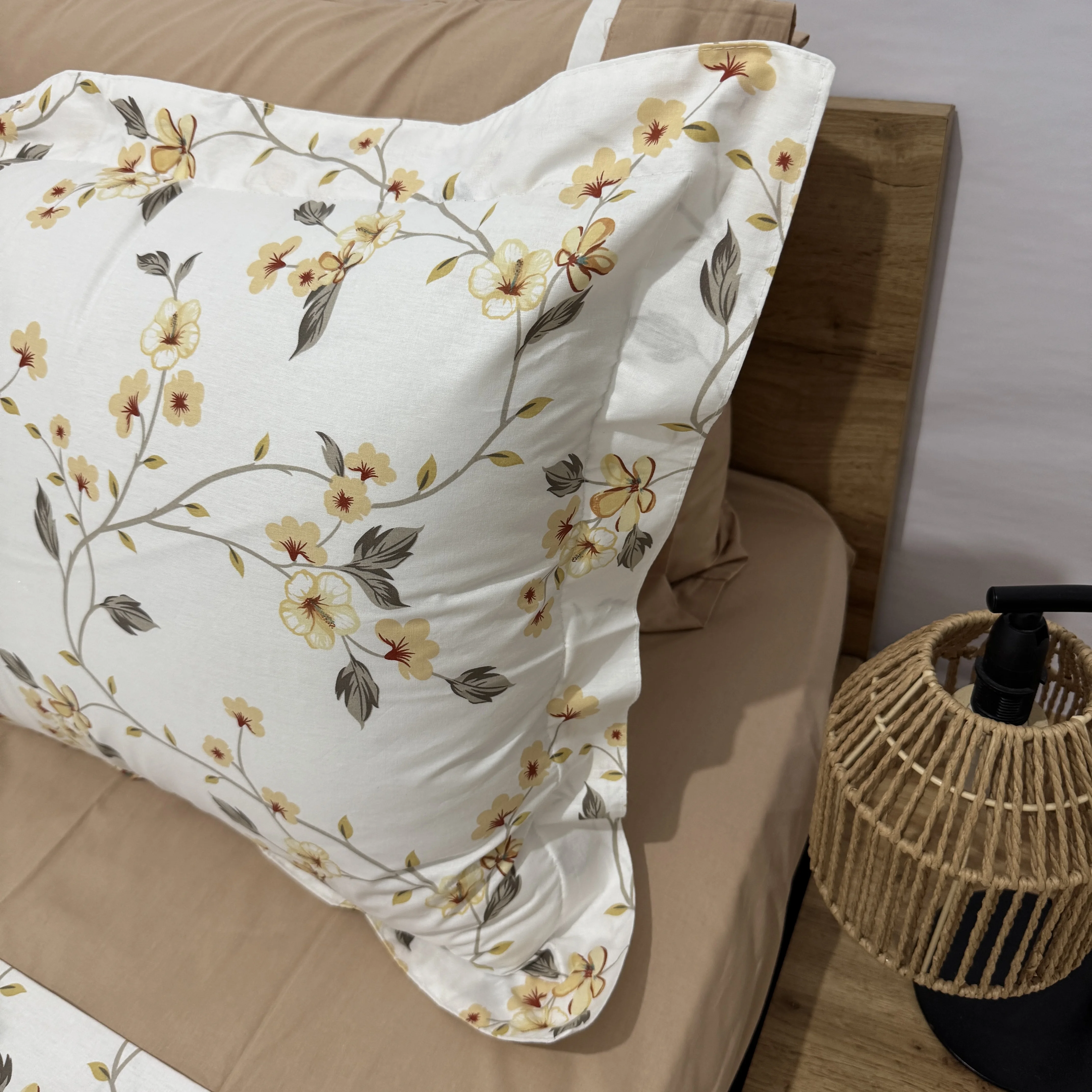 Parure de lit "Golden Bloom" 100% coton Oeko-Tex - 1 place