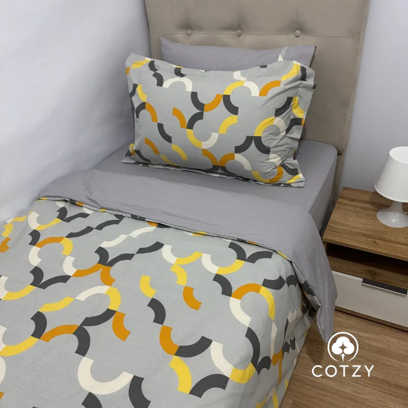 Parure housse de couette "Joyful Waves" sur-mesure 100% coton Oeko-Tex - 1 place